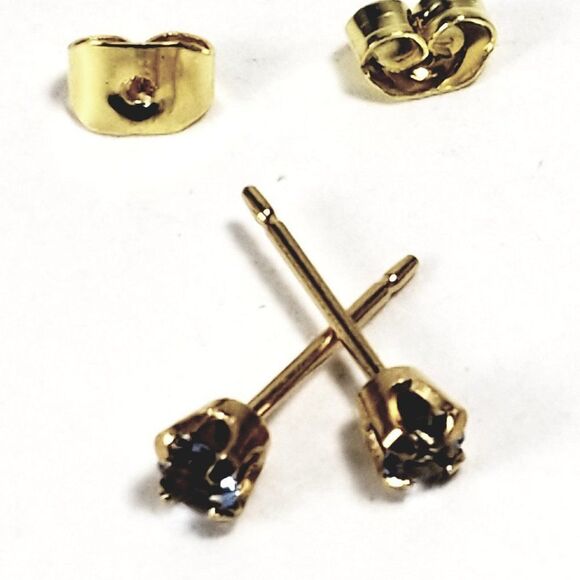 Swarovski Crystal Element - Gold Overlay Light Blue Stone "Tiny" Stud Earrings - Picture 5 of 12